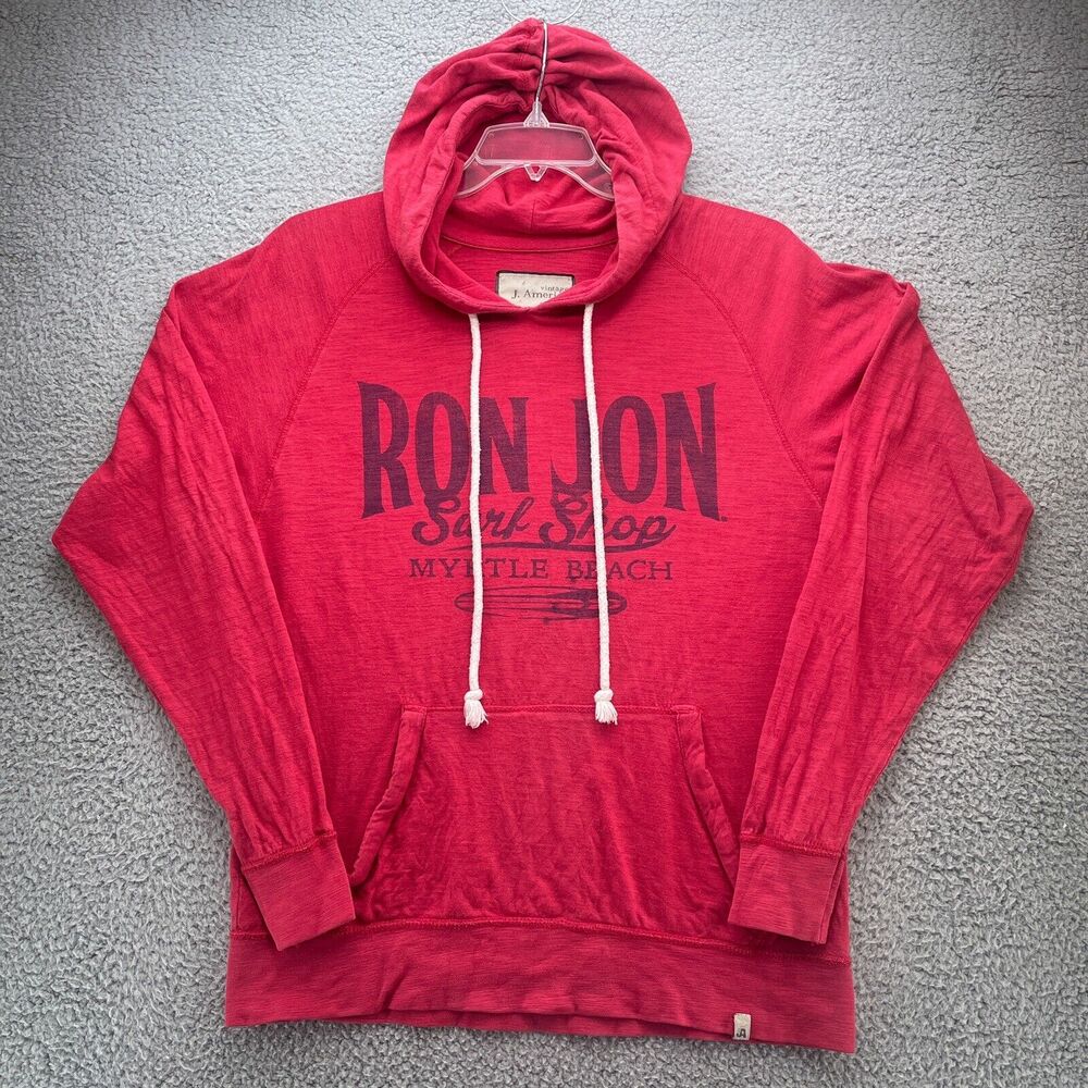 Ron Jon Surf Shop Myrtle Beach Hoodie Mens Medium Red Lightweight Cotton